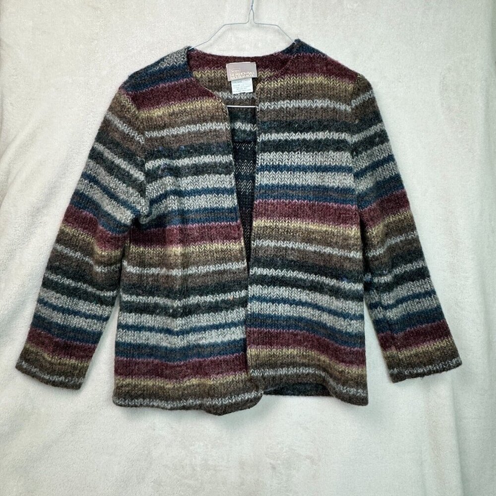 RARE Vintage Sears Knitted Cardigan Rainbow Grunge Boho Womens 38